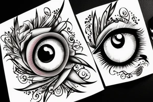 White star eye patches glamorous lady tattoo idea