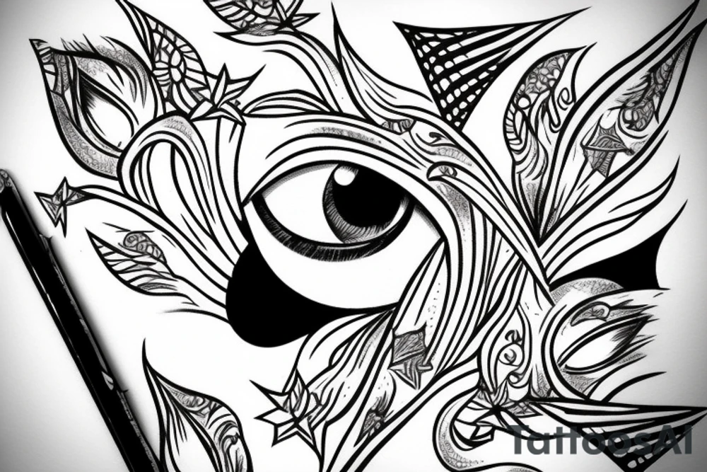 White star eye patches glamorous lady tattoo idea