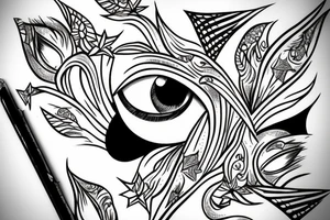 White star eye patches glamorous lady tattoo idea