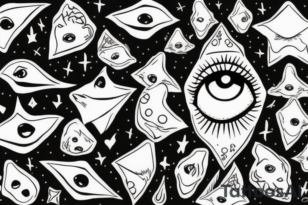 White star eye patches glamorous lady tattoo idea