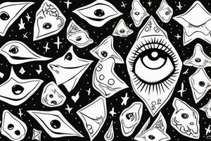 White star eye patches glamorous lady tattoo idea