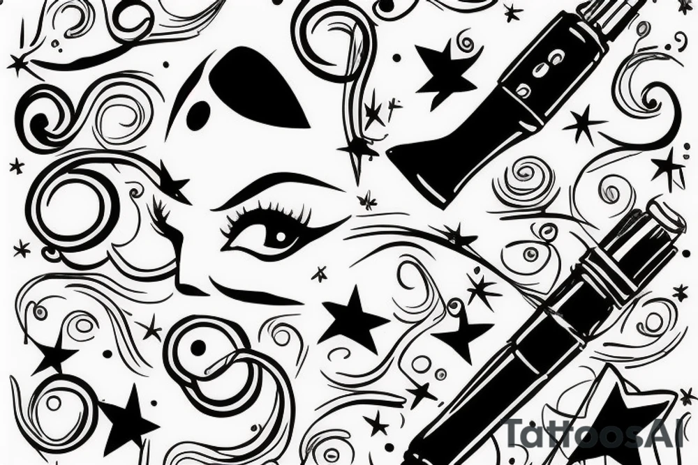 White star eye patches glamorous lady tattoo idea