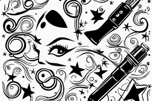 White star eye patches glamorous lady tattoo idea