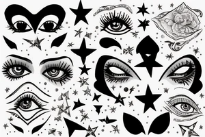 White star eye patches glamorous lady tattoo idea