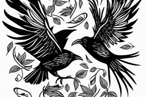 A raven flying. Split into pieces tattoo idea