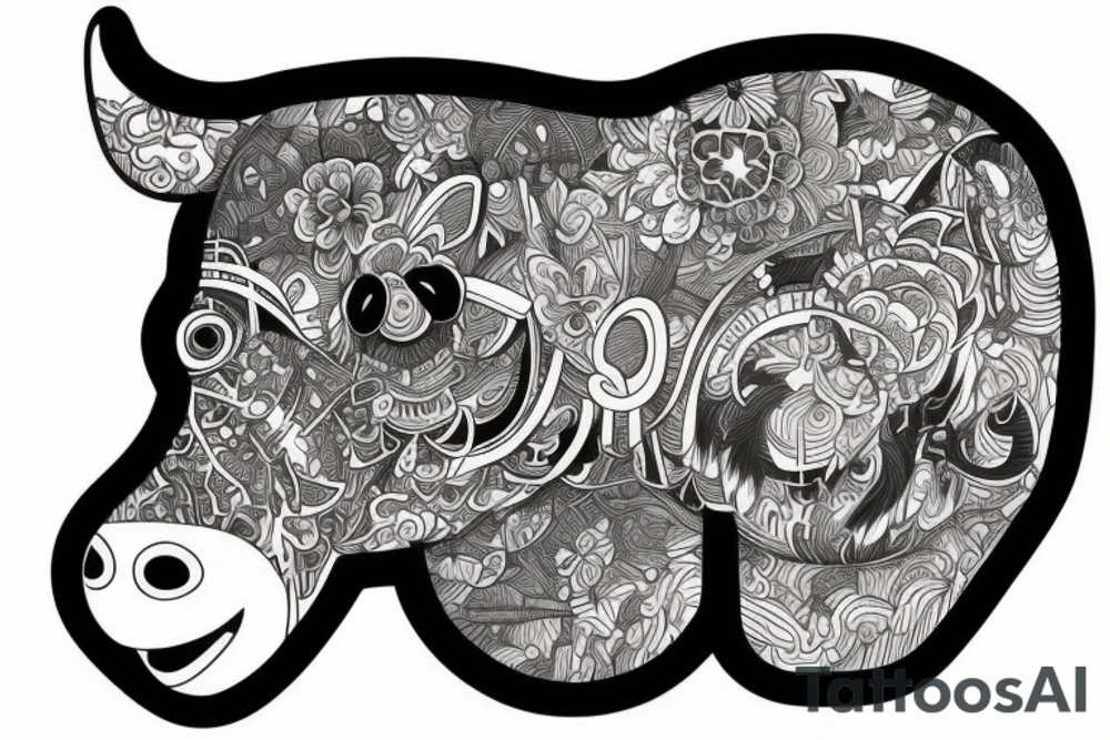 Psychedelic cow, monkey, bunny tattoo idea