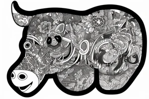 Psychedelic cow, monkey, bunny tattoo idea