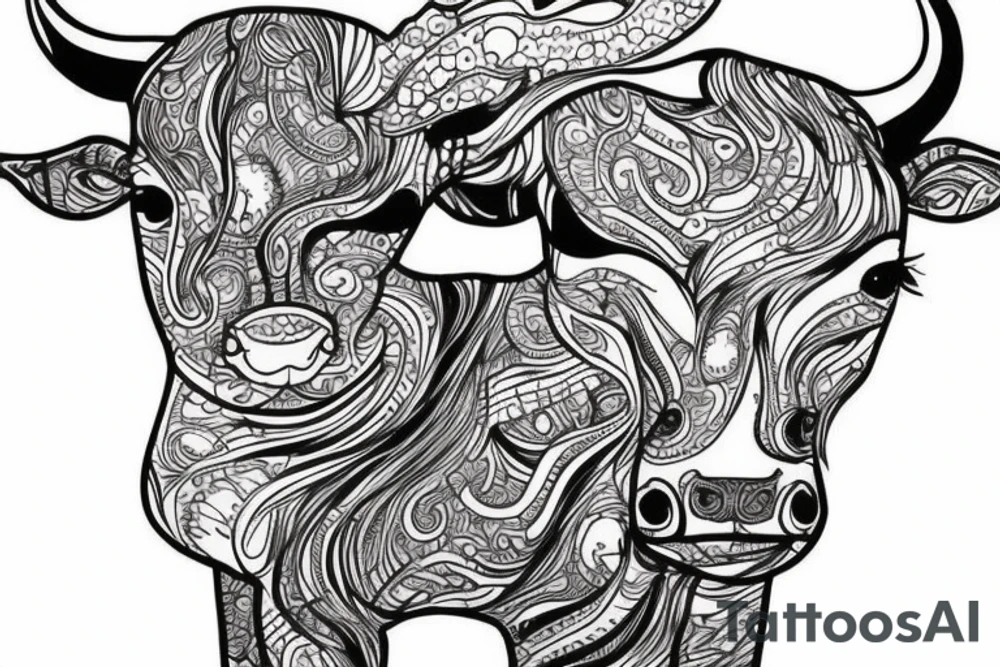Beautiful Psychedelic cow, dmt, tattoo idea