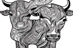 Beautiful Psychedelic cow, dmt, tattoo idea