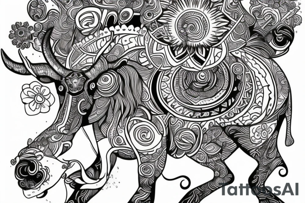 Beautiful Psychedelic cow, dmt, tattoo idea