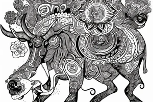 Beautiful Psychedelic cow, dmt, tattoo idea