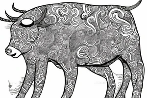 Beautiful Psychedelic cow, dmt, tattoo idea