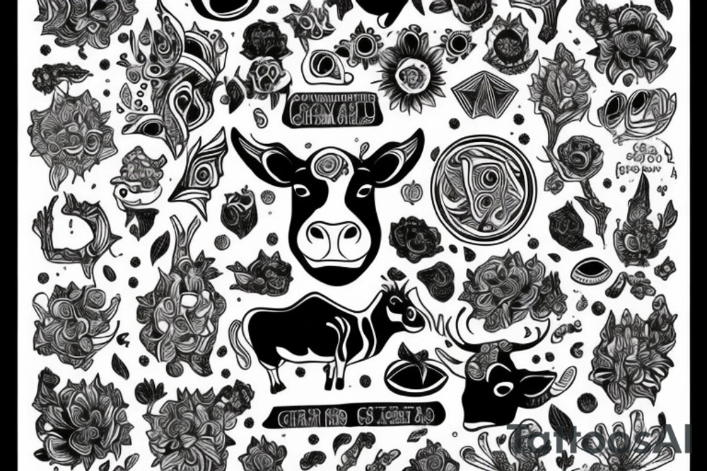 Beautiful Psychedelic cow, dmt, tattoo idea