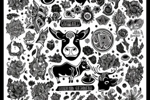 Beautiful Psychedelic cow, dmt, tattoo idea