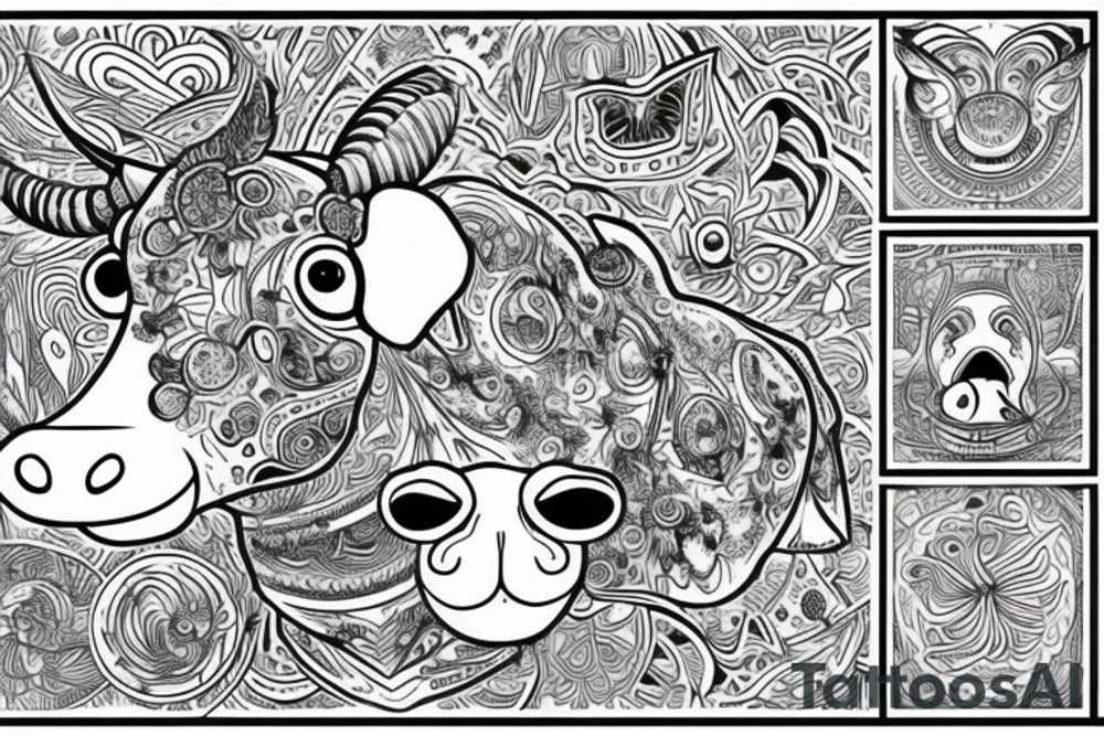 Beautiful Psychedelic cow, dmt, tattoo idea