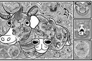Beautiful Psychedelic cow, dmt, tattoo idea