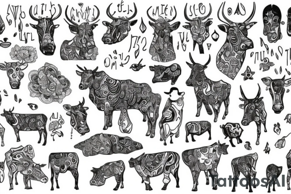 Beautiful Psychedelic cow, dmt, tattoo idea