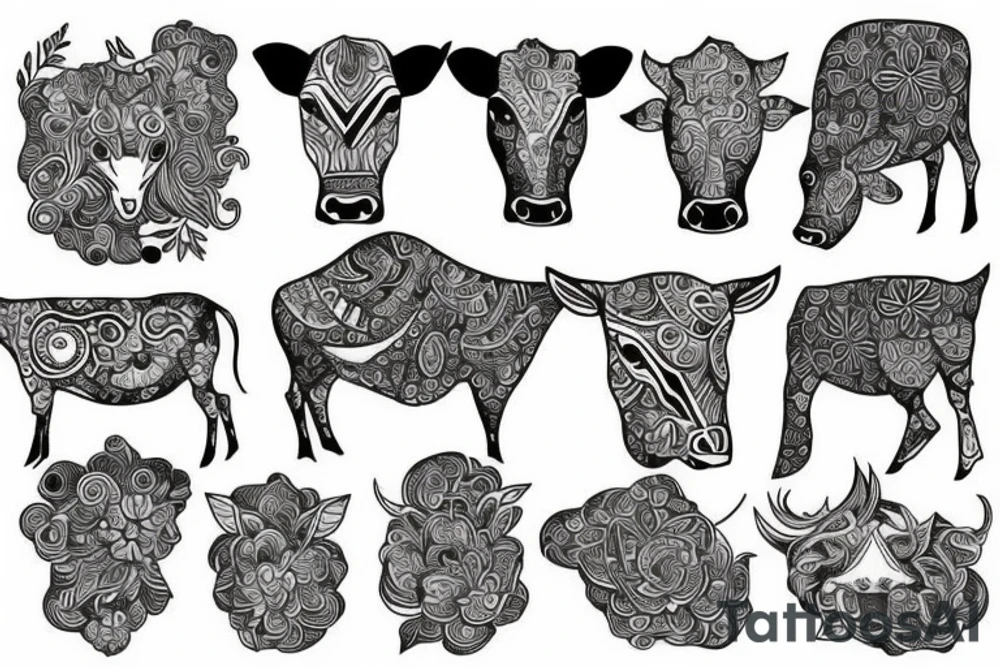 Beautiful Psychedelic cow, dmt, female tattoo idea