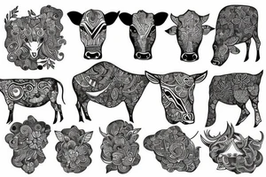 Beautiful Psychedelic cow, dmt, female tattoo idea