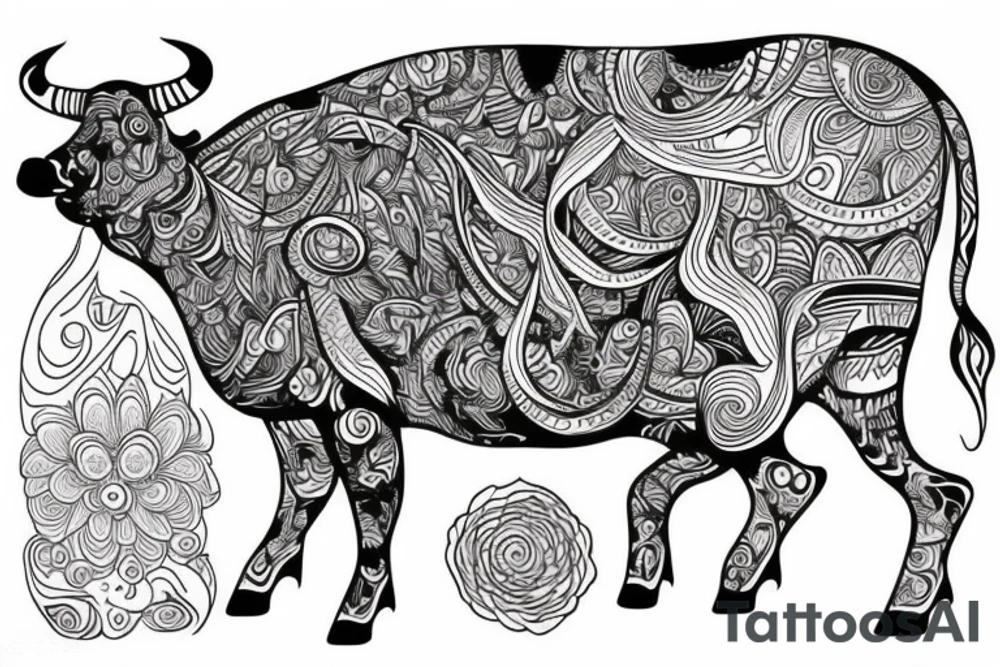 Beautiful Psychedelic cow, dmt, female tattoo idea