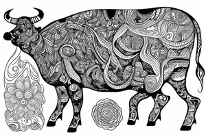 Beautiful Psychedelic cow, dmt, female tattoo idea