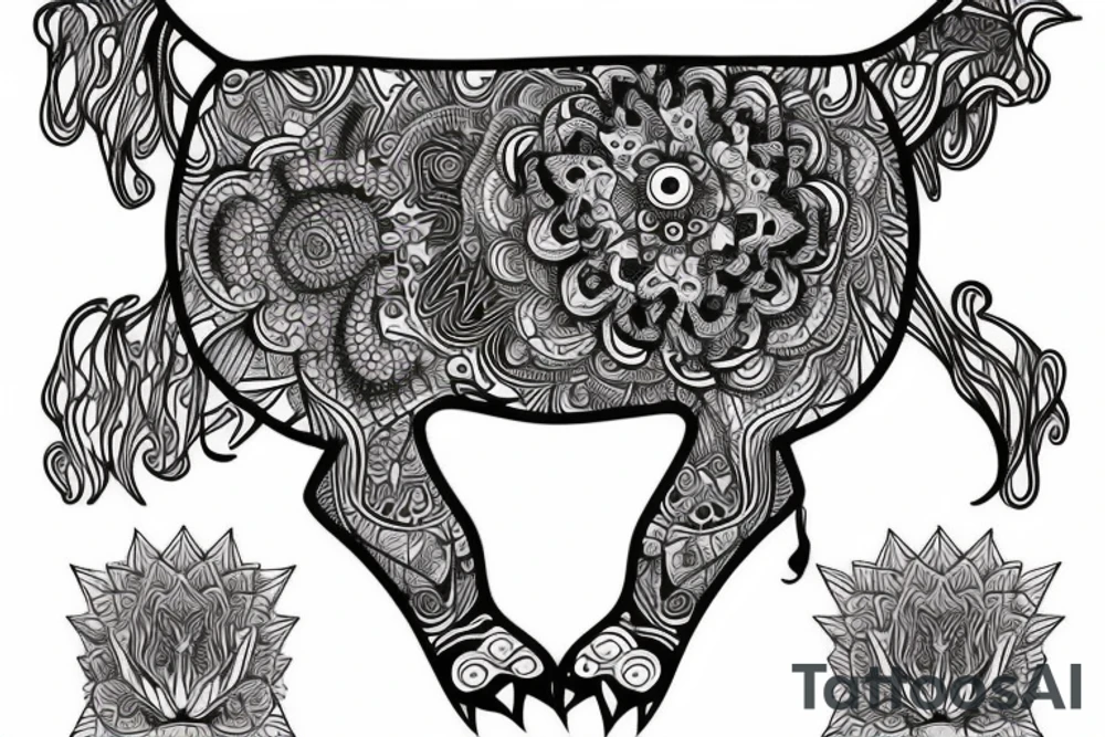Beautiful Psychedelic cow, dmt, female tattoo idea