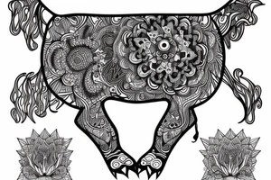 Beautiful Psychedelic cow, dmt, female tattoo idea