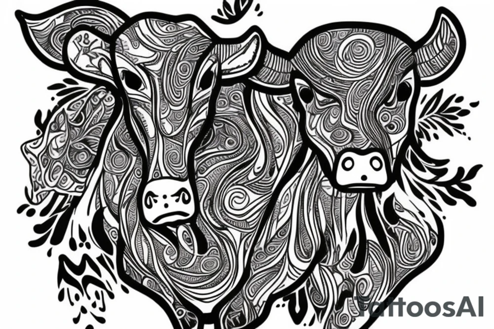 Beautiful Psychedelic cow, dmt, female tattoo idea