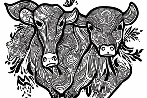 Beautiful Psychedelic cow, dmt, female tattoo idea
