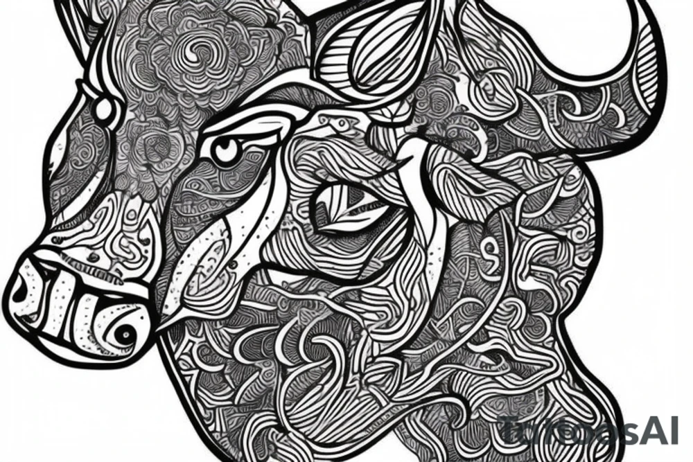 Beautiful Psychedelic cow, dmt, female tattoo idea