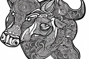 Beautiful Psychedelic cow, dmt, female tattoo idea