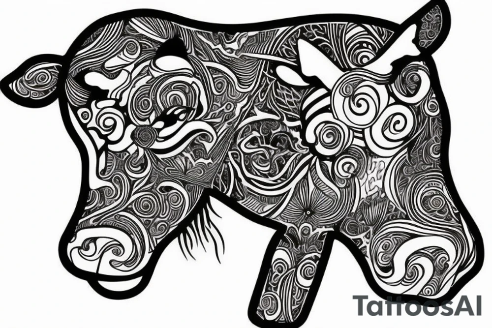 Beautiful Psychedelic cow, dmt, female tattoo idea