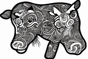 Beautiful Psychedelic cow, dmt, female tattoo idea