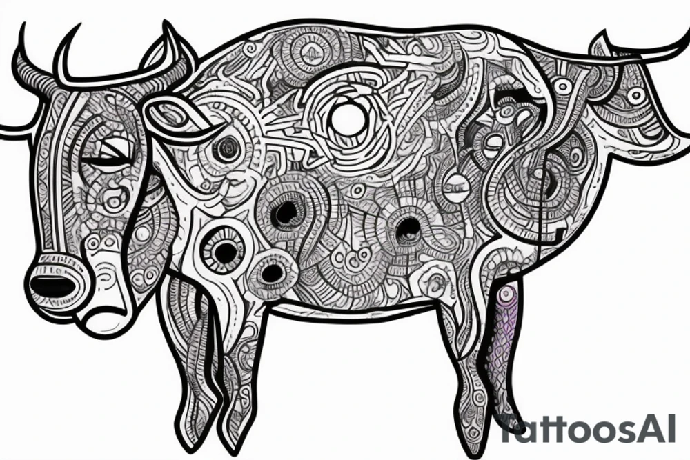 Beautiful Psychedelic cow, dmt, female tattoo idea