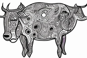 Beautiful Psychedelic cow, dmt, female tattoo idea