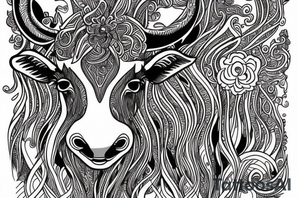 Beautiful Psychedelic cow, dmt, female tattoo idea