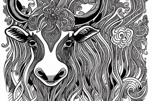Beautiful Psychedelic cow, dmt, female tattoo idea