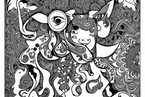 Beautiful Psychedelic cow, dmt, female tattoo idea