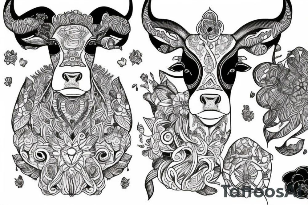 Beautiful Psychedelic cow, dmt, female tattoo idea