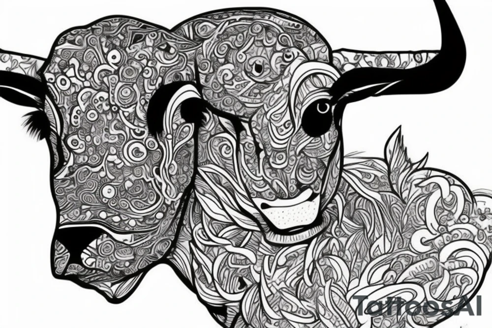 Beautiful Psychedelic cow, dmt, female tattoo idea