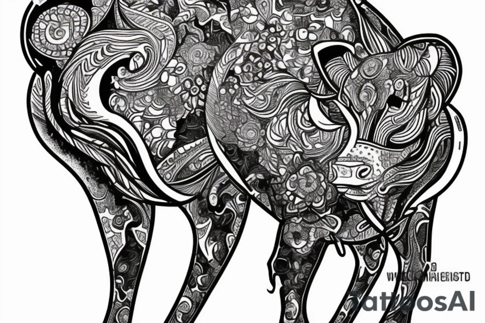 Beautiful Psychedelic cow, dmt, female tattoo idea