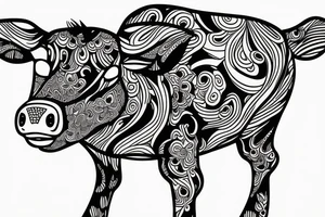 Beautiful Psychedelic cow, female tattoo idea