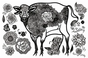 Beautiful Psychedelic cow, female tattoo idea