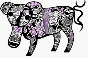 Beautiful Psychedelic cow, female tattoo idea