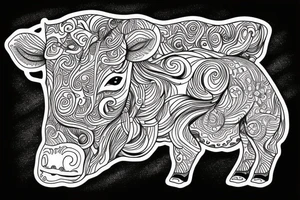 Beautiful Psychedelic cow, female tattoo idea