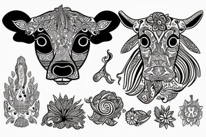 Beautiful Psychedelic cow, female tattoo idea