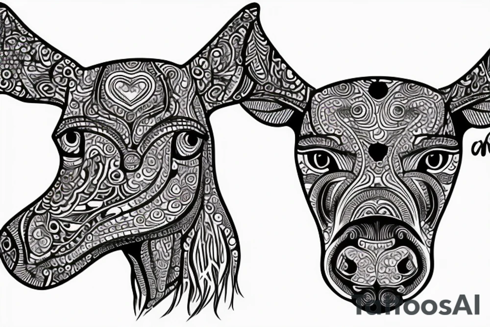 Beautiful Psychedelic cow, female tattoo idea