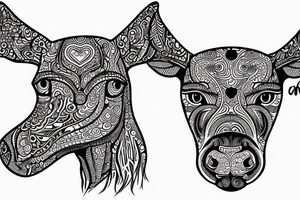 Beautiful Psychedelic cow, female tattoo idea