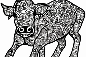 Beautiful Psychedelic cow, female tattoo idea
