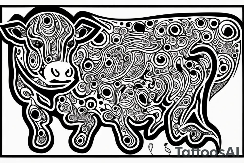 Beautiful Psychedelic cow, female tattoo idea